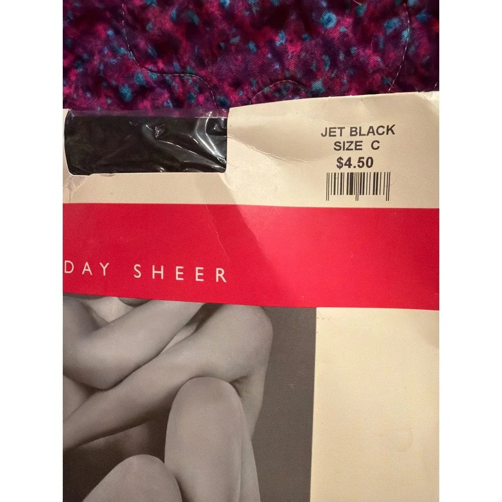 Avenue Day Sheer Pantyhose Lot of 2 Jet Black & Taupe Size C Vintage Hosiery